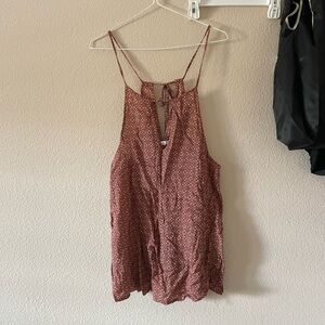 NWOT O'Neill keyhole cutout strappy tunic top in a copper floral geometric print